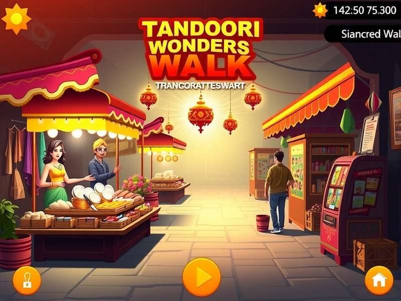 Tandoori Wonders Walk game screenshot showing vibrant Indian market